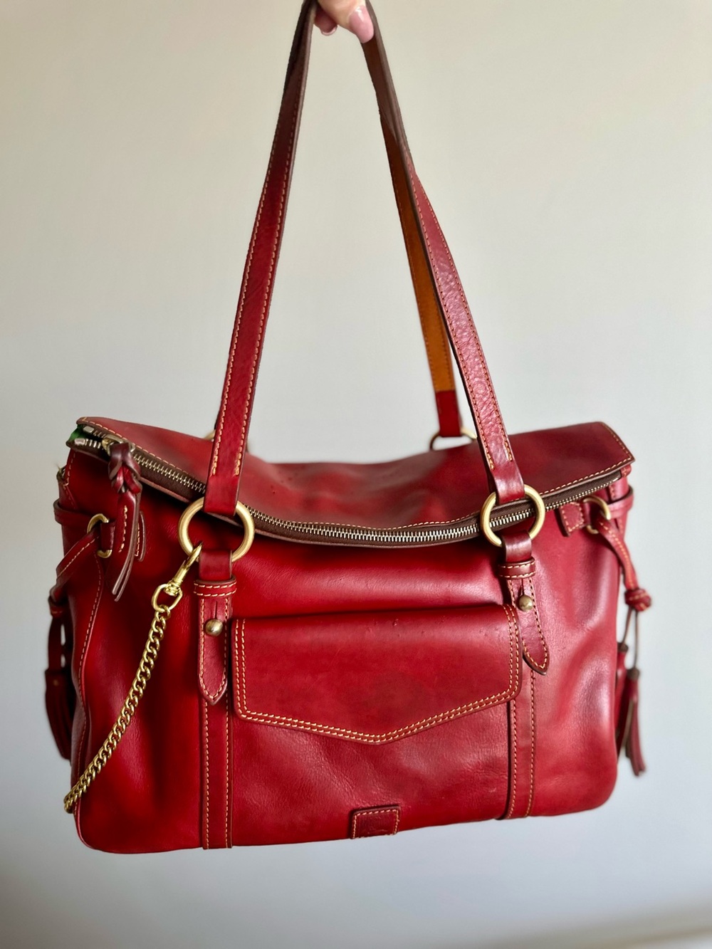 Dooney & Bourke Red Florentine Leather Smith Bag